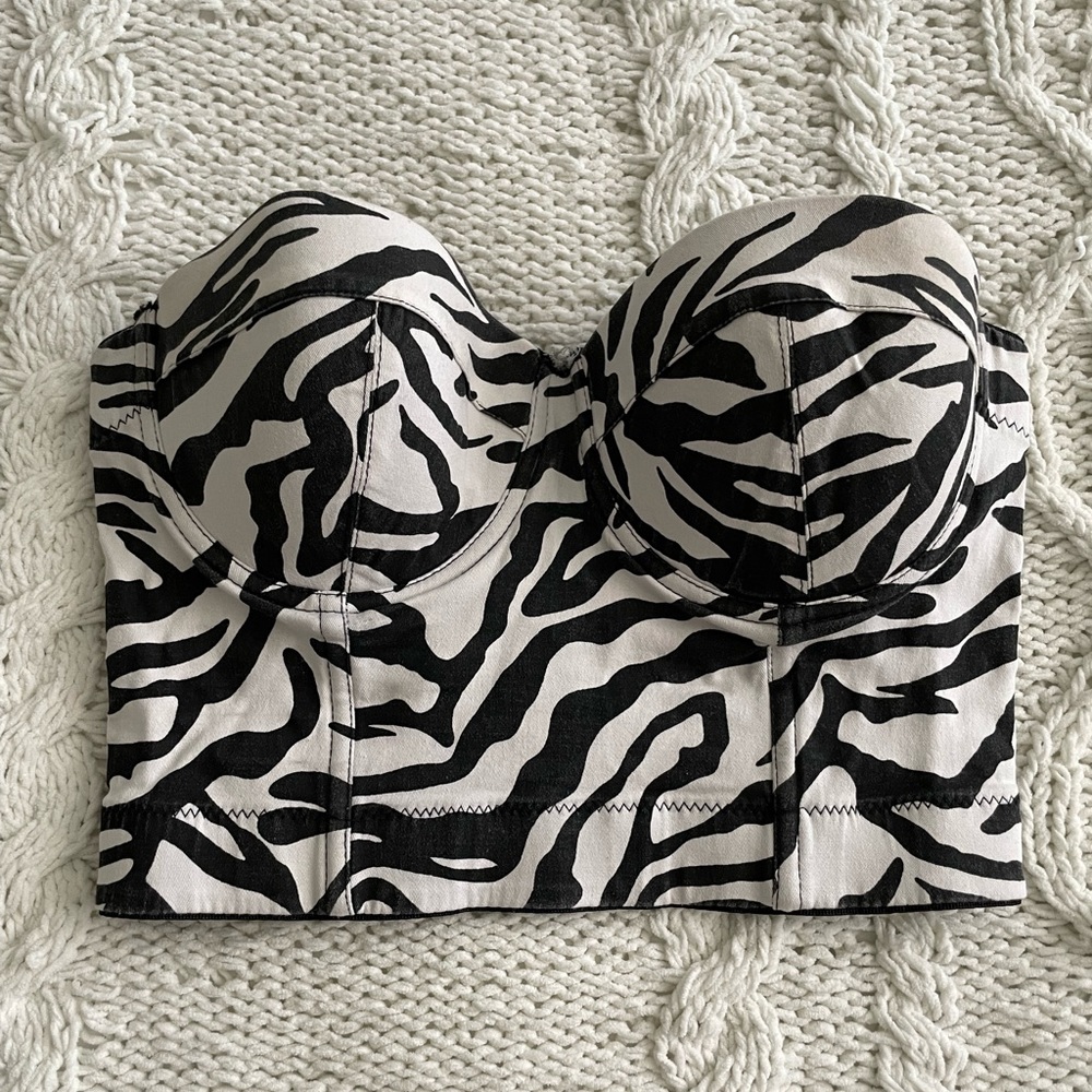 Black and white zebra print bustier